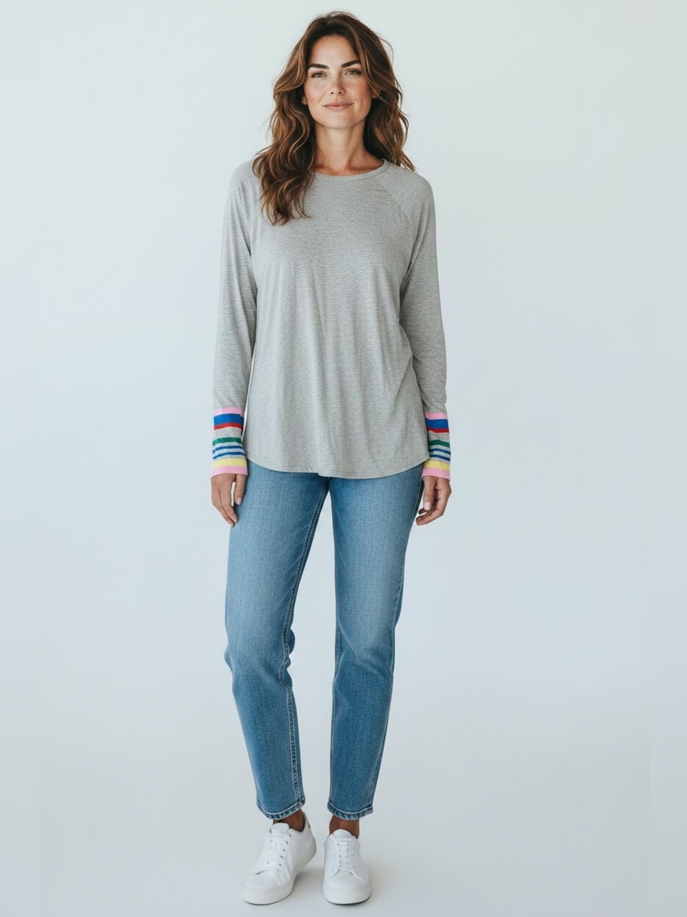Boden Women’s Long Sleeve Tee // Gray Multi // XL